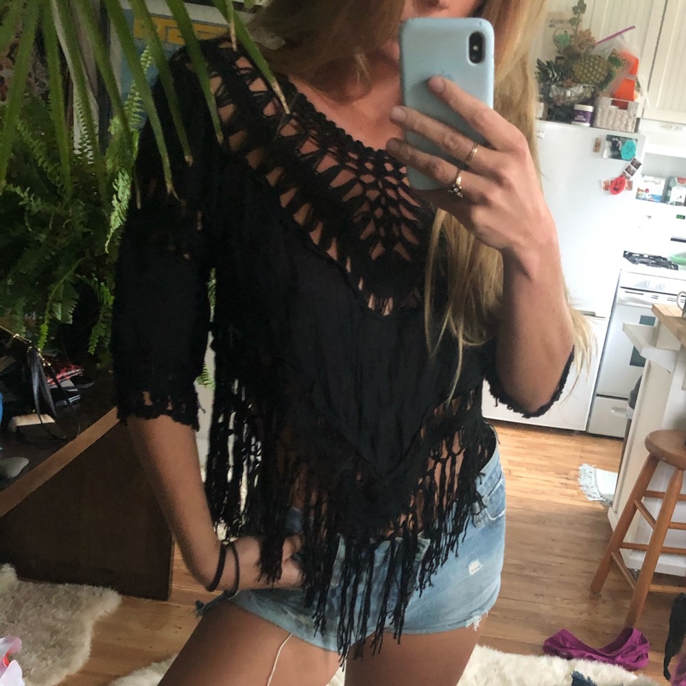 Crochet fringe festival top boho